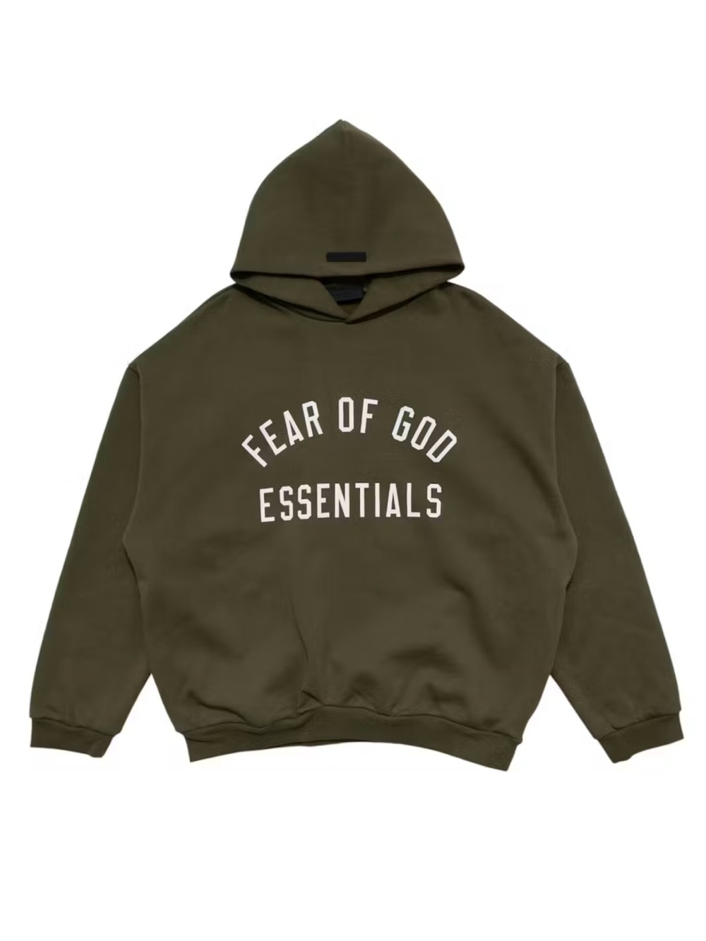 Fear of God ESSENTIALS Olive Fleece Back Logo Hoodie Medium